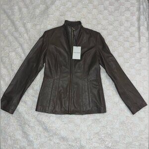 Women’s Cole Haan Wing Collar Leather Jacket • Size XSmall